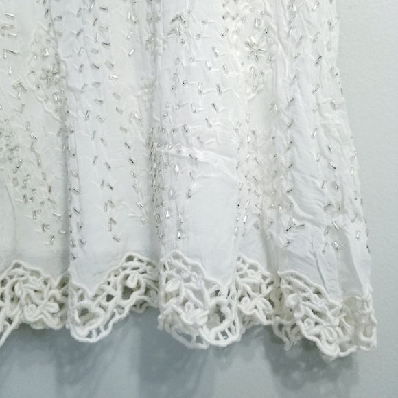 🍒NWOT🍒 FREE PEOPLE VINTAGE BEADED WHITE DRESS - Picture 7 of 8